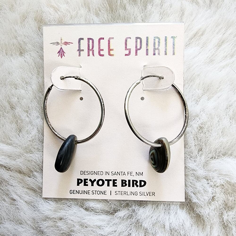 Peyote Bird NEW .925 Sterling Silver Abalone Shell Oval Hoop Earrings Artisan